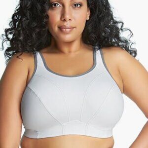 GODDESS Women's Plus Size Wireless Soft Cup Sports Bra White 36G - 8653